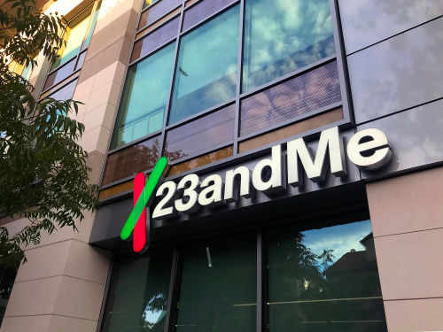 23andMe building exterior with trees and windows