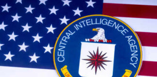 CIA emblem on American flag background