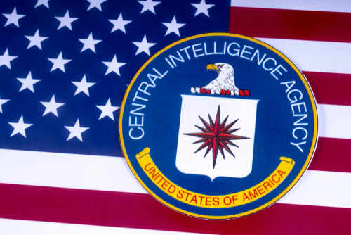 CIA emblem on American flag background