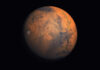 Planet Mars against a black background.