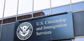 US Citizenship and Immigration Services building sign