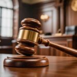 France’s Speech Laws Face Fresh Scrutiny A wooden gavel resting on a courtroom table with a scale of justice in the background