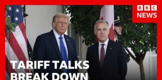 Canada says it will match US tariffs ‘dollar for dollar’ as trade talks break down | BBC News