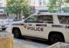 FBI police K-9 SUV parked on a city street