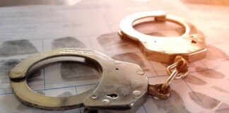 Handcuffs on a fingerprint form